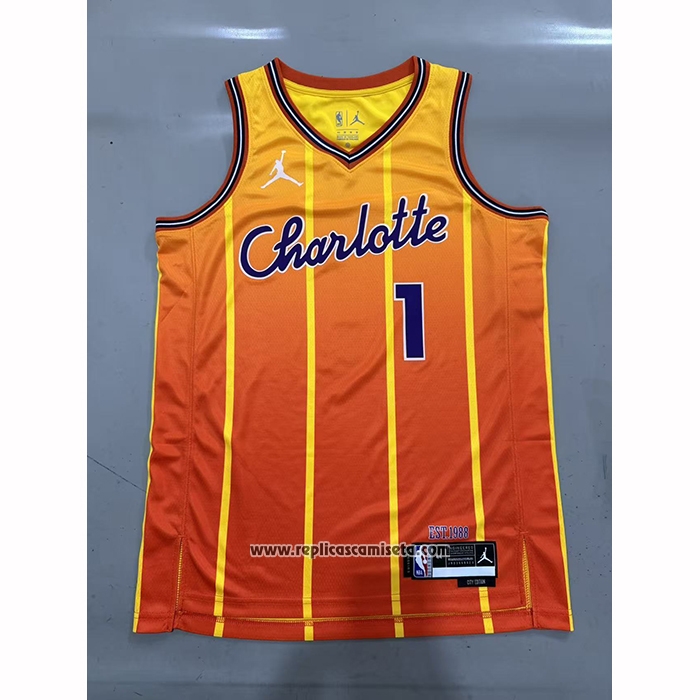 Camiseta Charlotte Hornets LaMelo Ball NO 1 Ciudad 2025-26 Naranja